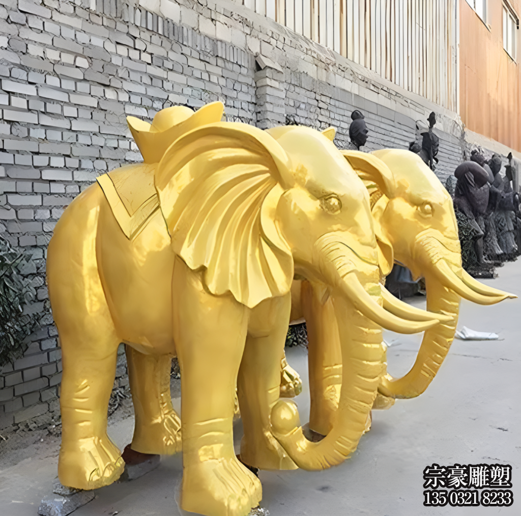 純銅鑄造大象雕塑,漆金銅雕大象 純銅鑄造大象雕塑,漆金銅雕大象