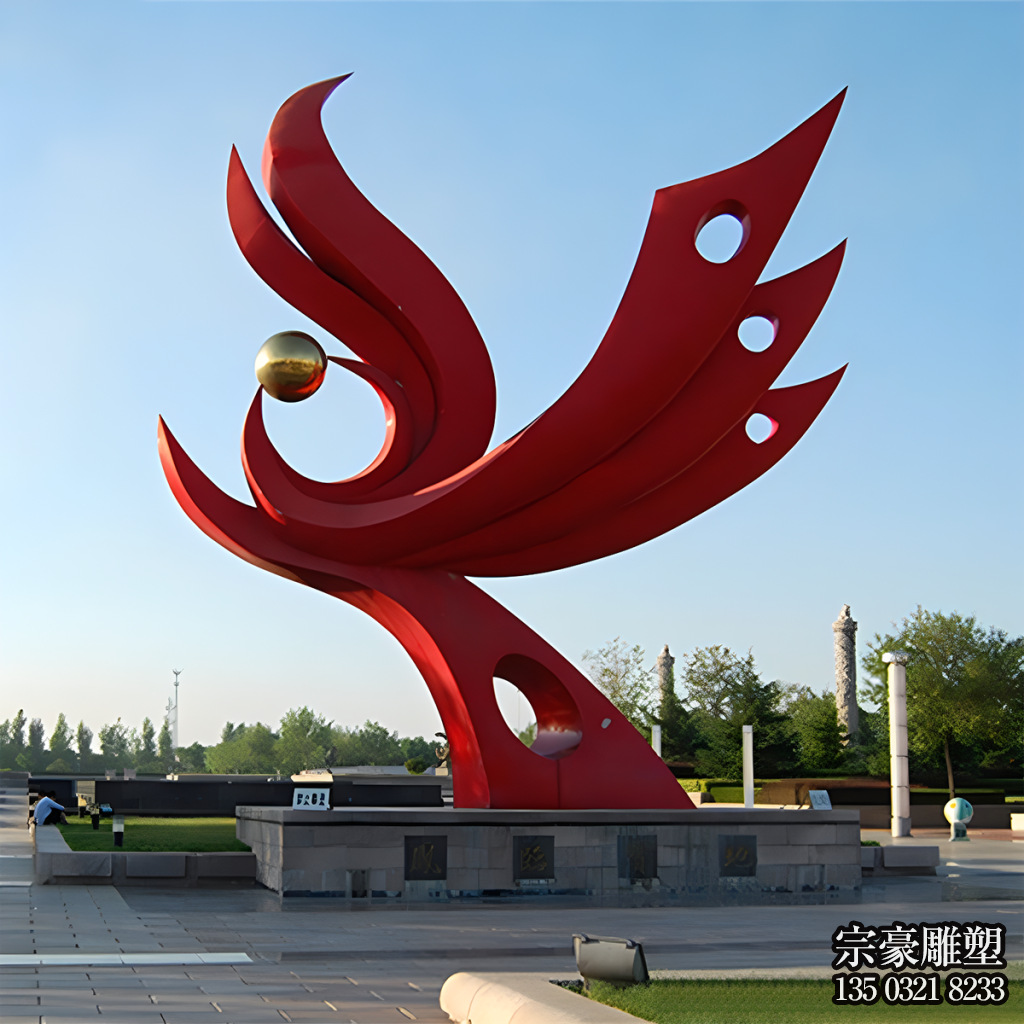 不銹鋼抽象鳳凰雕塑,紅色丹鳳朝陽不銹鋼景觀雕塑 不銹鋼抽象鳳凰雕塑,紅色丹鳳朝陽不銹鋼景觀雕塑