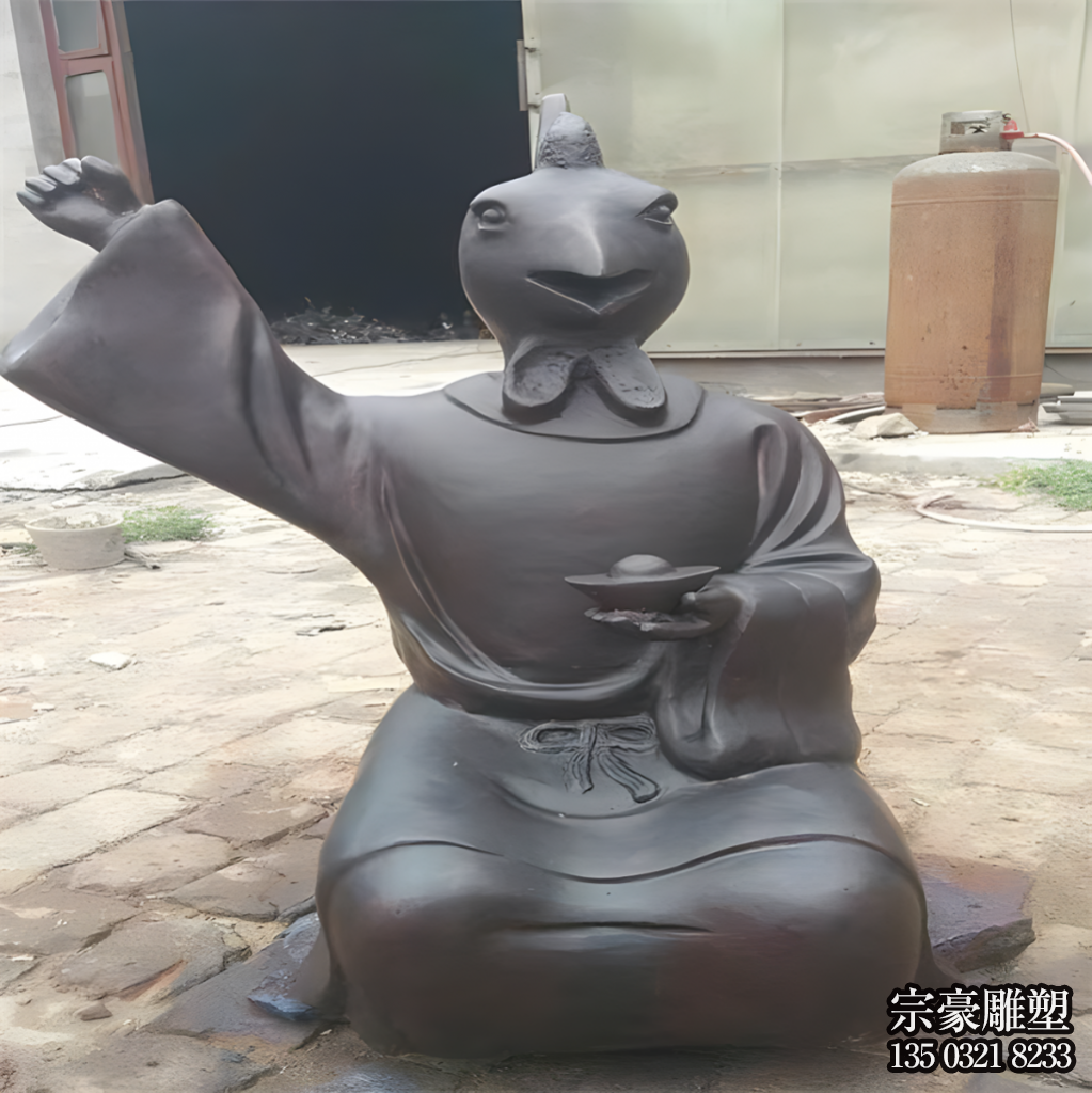酉雞銅雕，獸首人身十二生肖銅雕塑