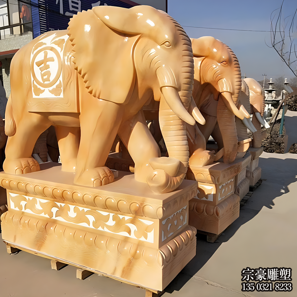 晚霞紅吉祥大象看門動(dòng)物石雕 晚霞紅吉祥大象看門動(dòng)物石雕