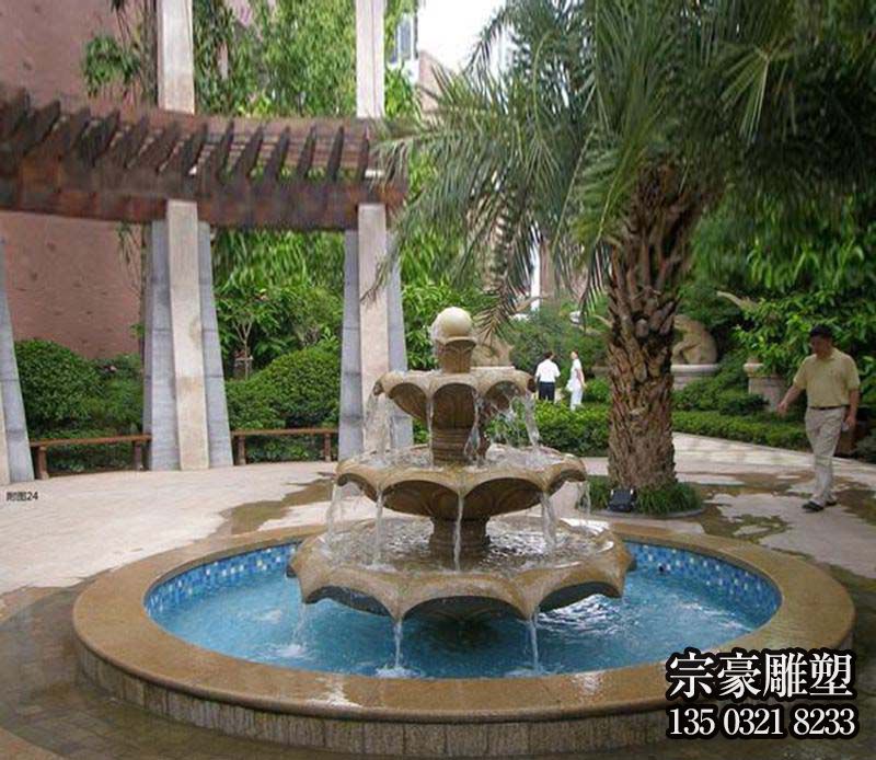 黃蠟石石雕噴泉水缽 黃蠟石石雕噴泉水缽