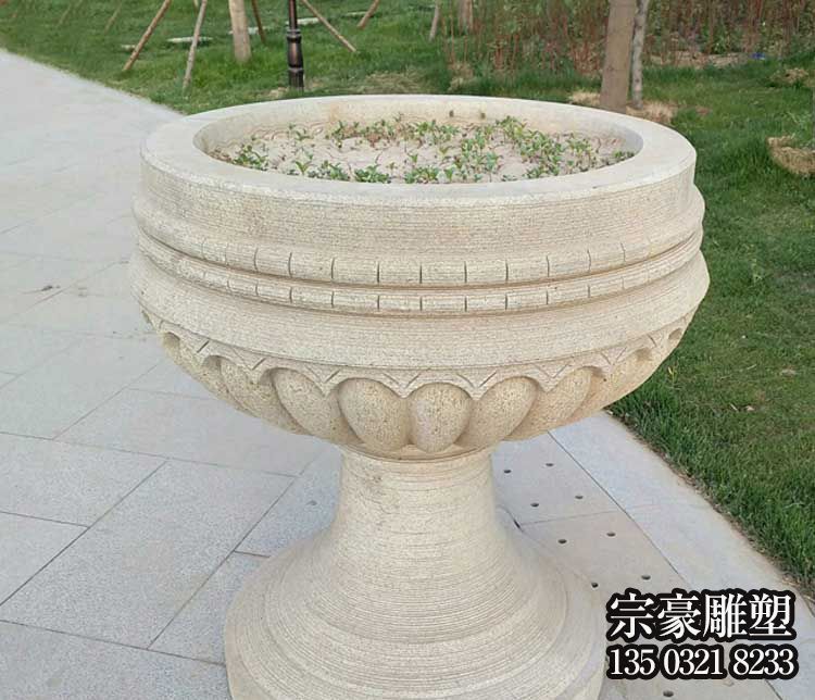 大理石花盆公園石雕歐式花盆雕塑 大理石花盆公園石雕歐式花盆雕塑