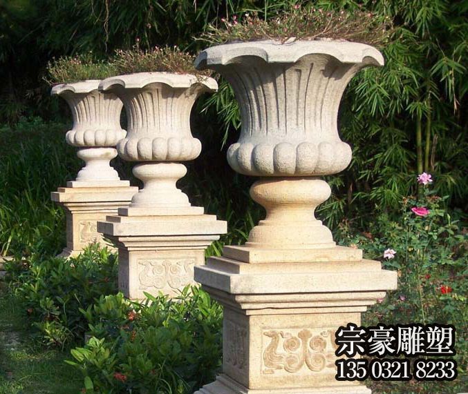 別墅小區(qū)歐式石雕花盆雕塑 別墅小區(qū)歐式石雕花盆雕塑