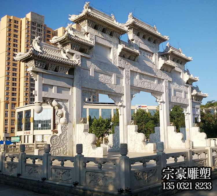 城市小區(qū)山門浮雕工藝石雕牌坊 城市小區(qū)山門浮雕工藝石雕牌坊