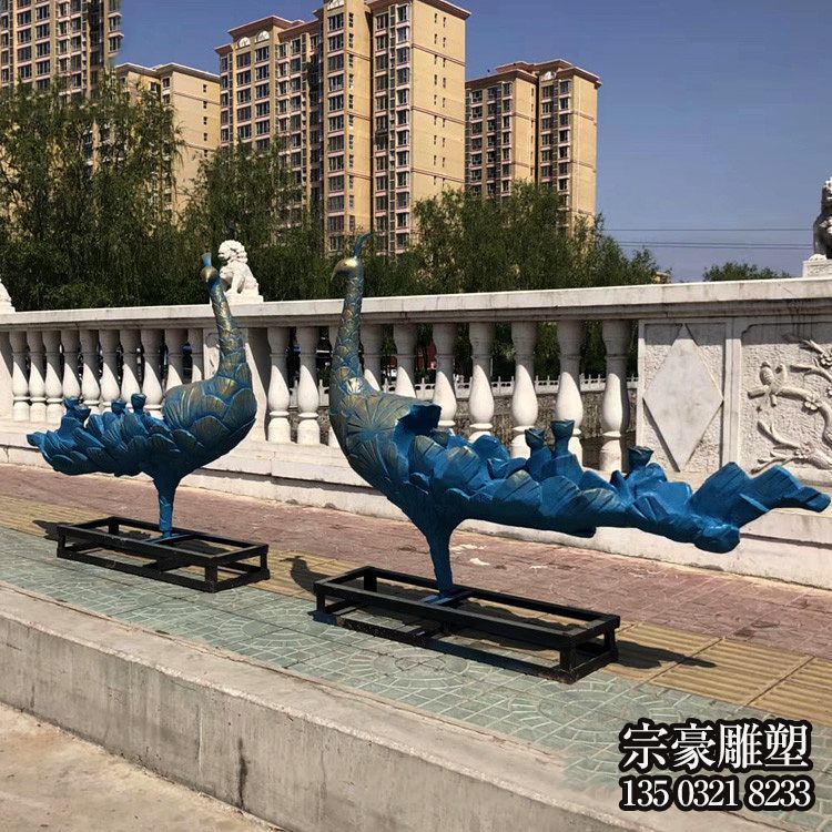 玻璃鋼彩繪藝術孔雀景觀裝飾擺件