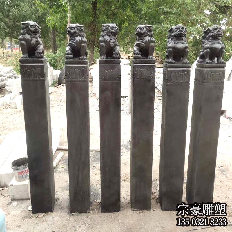 青石仿古石獅子庭院門前拴馬柱 青石仿古石獅子庭院門前拴馬柱