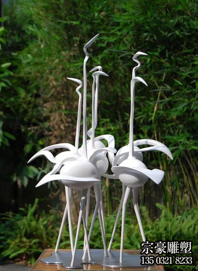 戶外景區(qū)創(chuàng)意玻璃鋼白色火烈鳥雕塑 戶外景區(qū)創(chuàng)意玻璃鋼白色火烈鳥雕塑