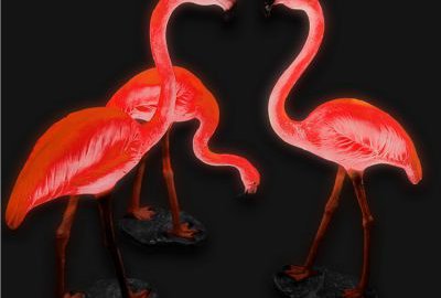 玻璃鋼仿真發光火烈鳥雕塑擺件